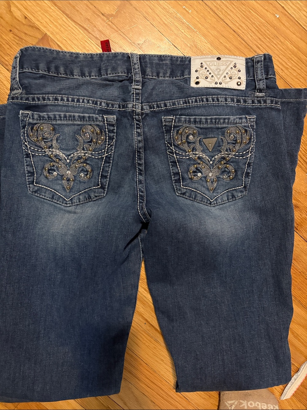GUESS Women's Dark Blue Embellished Boot Cut Jeans